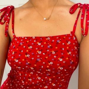 Red floral summer dress🌼🌼🌼